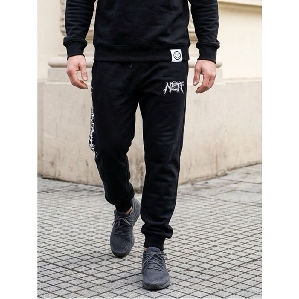 NWT NEFF Unisex Black Graphic “Weird Times” Sweatpants Joggers - Size Large